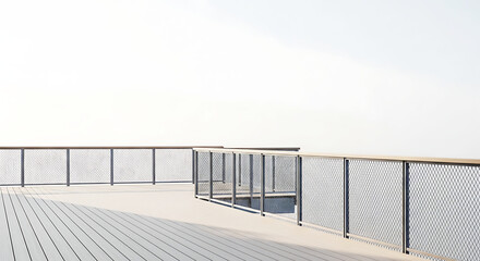Obraz premium Viewing platform with metal mesh fencing in minimalist design 