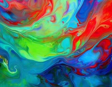blue green and red background abstract painting texture multicolor ink smears on canvas arbitrary pattern