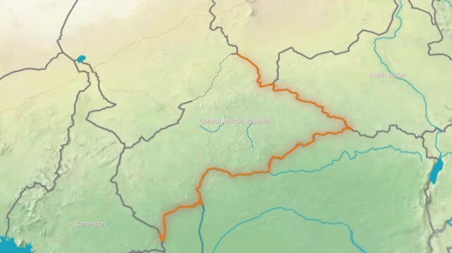 Ultra HD 4K Earth Zoom Animation Displaying the Geographical Location of the Central African Republic in Africa.