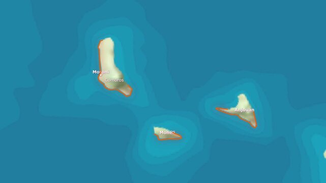 Cinematic 4K Earth Zoom Animation Highlighting the Geographical Location of Comoros in the Indian Ocean.