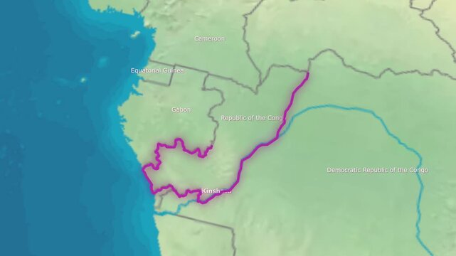 Ultra HD 4K Earth Zoom Animation Showing the Geographical Location of Congo in Central Africa.
