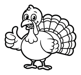 Cartoon Turkey Giving Thumbs Up, Thanksgiving