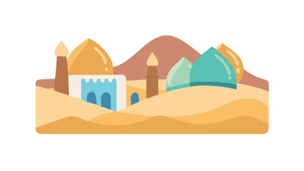 Desert landscape with traditional architecture © Devili