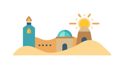 Desert landscape with traditional architecture © Devili