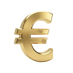 Obraz premium plain golden euro symbol, brushed metal texture, isolated on transparent background, currency exchange finance icon