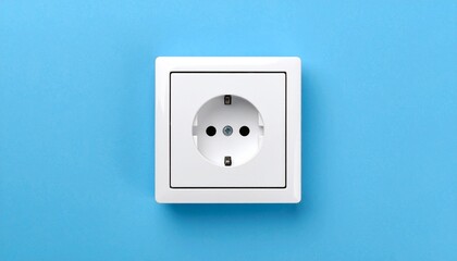 European wall socket against blue background
