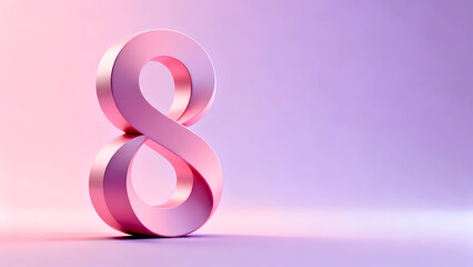 Obraz premium International Women’s Day 8 March Pink Number 8 3D Glossy Background