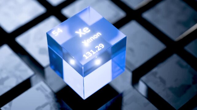 Xenon is an element on the periodic table. Xenon gas is an element on the periodic table. Animation of the Xenon gas symbol on the periodic table.