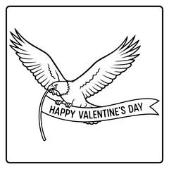 Obraz premium Bald Eagle Valentine Day Coloring Book