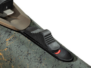 Tang mounted safety in the ready to fire position