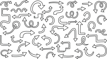 Obraz premium A collection of various black arrows on a white background for design purposes