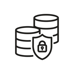 Cybersecurity Line Icon &ndash; Data Protection, Secure Cloud and Network Security Outline Vector Illustration