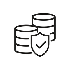 Cybersecurity Line Icon &ndash; Data Protection, Secure Cloud and Network Security Outline Vector Illustration