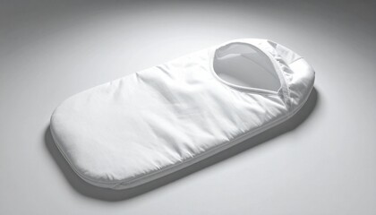 White Baby Sleeping Bag on Gray Background.