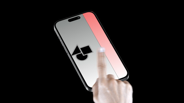 Mobile Perspective Swipe Left &ndash; Smartphone Screen Presentation with Hand Gestures, Swipe Scroll Tap Click Animation, Vertical App UI UX Showcase, Social Media Story Template