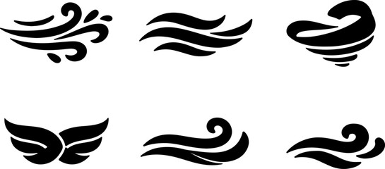 Fototapeta premium A collection of stylized black and white wave and feather designs