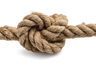 A detailed view of a tied rope knot, symbolizing strength and connection, ideal for various creative and educational projects.