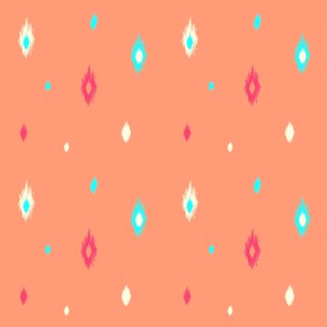Hand-drawn Modern Elegant Spring Seamless Ikat Abstract Dots and Small Motifs in Soft Orange for Stationery