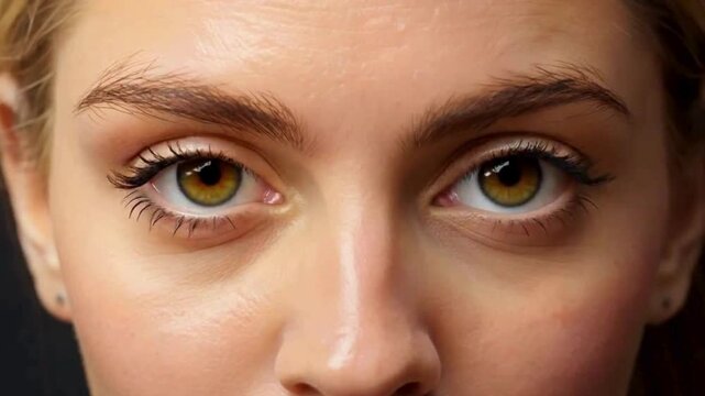 A close-up of closed eyes with vibrant, glowing orange and pink light streaks crossing over the eyelids, creating a surreal, dreamy effect. open eye video
