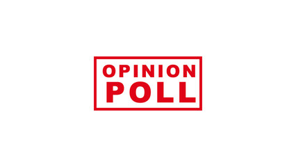 opinion poll banner in red frame on simple background,opinion poll symbol for public  survey concept,