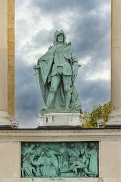 Heroes' Square, Hungarian leader Statue in the Millenium Monument, Budapest, Hungary