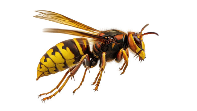 Isolated Asian hornet, invasive insect. Beautiful, detailed studio shot of Vespa velutina