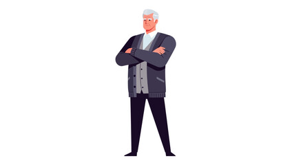 Elderly businessman with folded arms, professional attire