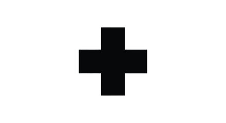 Obraz premium Simple black cross symbol on a stark white background