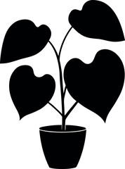 Heartleaf philodendron potted plant silhouette illustration © shahadat