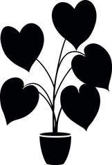 Heartleaf philodendron potted plant silhouette illustration design © shahadat