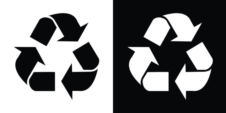 Universal recycling symbol with three chasing arrows in a triangular loop. Classic eco-friendly icon for sustainability, environmental waste management, and green packaging labels.