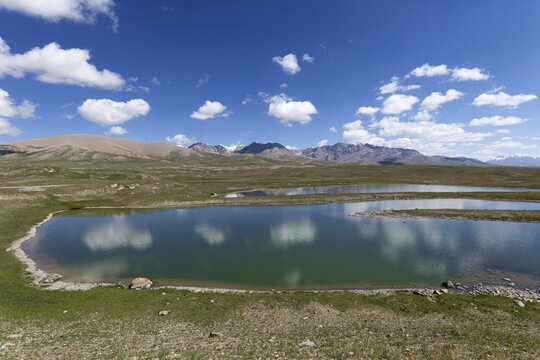 Alpine lake, Kakshaal Too in the Tian Shan mountain range near the Chinese border, Naryn Region, Kyrgyzstan