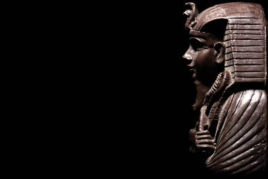 A historical egyptian sarcophagus with a mummy inside	