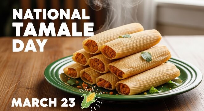 Steaming plate of traditional tamales on National Tamale Day