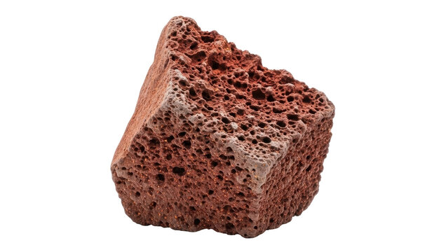 Isolated porous rock specimen, lightweight pumice stone texture, geological sample