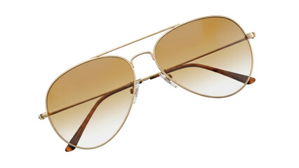 Isolated aviator sunglasses with gold frame and brown lenses for eye protection accessory © Pablo