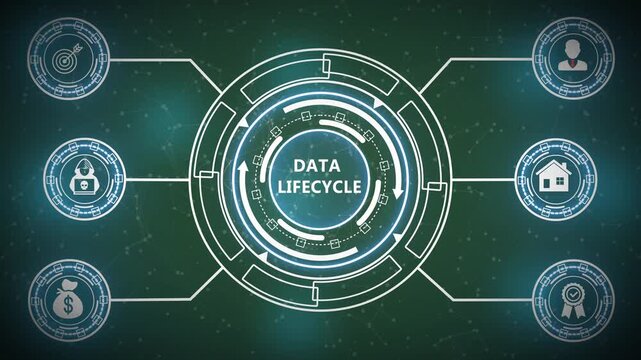 Data Lifecycle Management Information Processing Storage Integration Digital System Technology 4K Animation Video