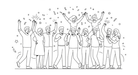 Obraz premium Group of people celebrating with confetti and raised hands.