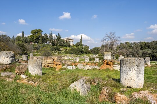 Ruins and Temple of Hephaestus, Agora, Athens, Greece