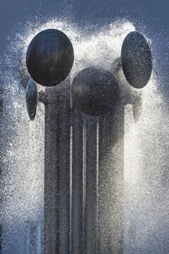 Water kinetic sculpture, a fountain sculpture on the Ebertplatz, Cologne, Nodrhein-Westfalen, Germany