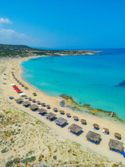 Obraz premium A scenic aerial view of Agios Philon Beach (Ayfilon) in Dipkarpaz, North Cyprus
