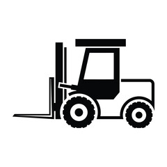Forklift truck silhouette isolated on white background