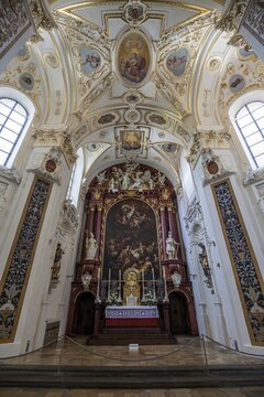 St. Lawrence Basilica, Benedictine Abbey, side altar, interior view, Kempten, Allg&auml;u, Bavaria, Germany