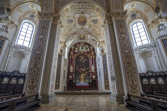 St. Lawrence Basilica, Benedictine Abbey, side altar, interior view, Kempten, Allg&auml;u, Bavaria, Germany