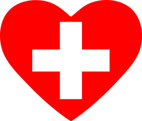 Obraz premium Red Heart With White Cross