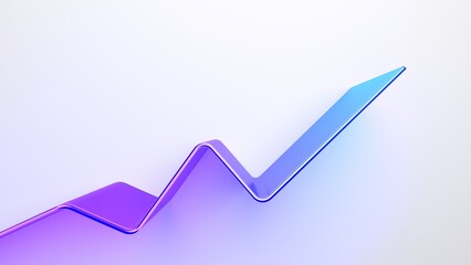 Plakat Abstract glass growth line moving up on a white background, 3d render