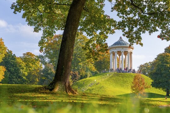 English Garden with Monopterus in Autumn, Munich, Bavaria, Germany