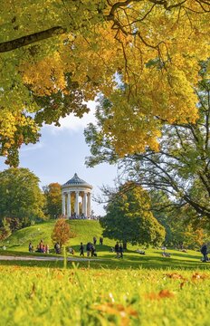 English Garden with Monopterus in Autumn, Munich, Bavaria, Germany