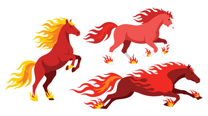 Three fiery horses running with flames on their bodies and manes © GW