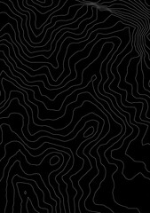 Fototapeta premium Curvas de nivel sobre fondo negro. Mapa topográfico